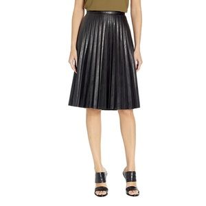 J Crew Faux Leather Pleated Midi Skirt EUC